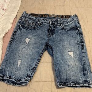 Rock Revival Faded Blue Denim Shorts